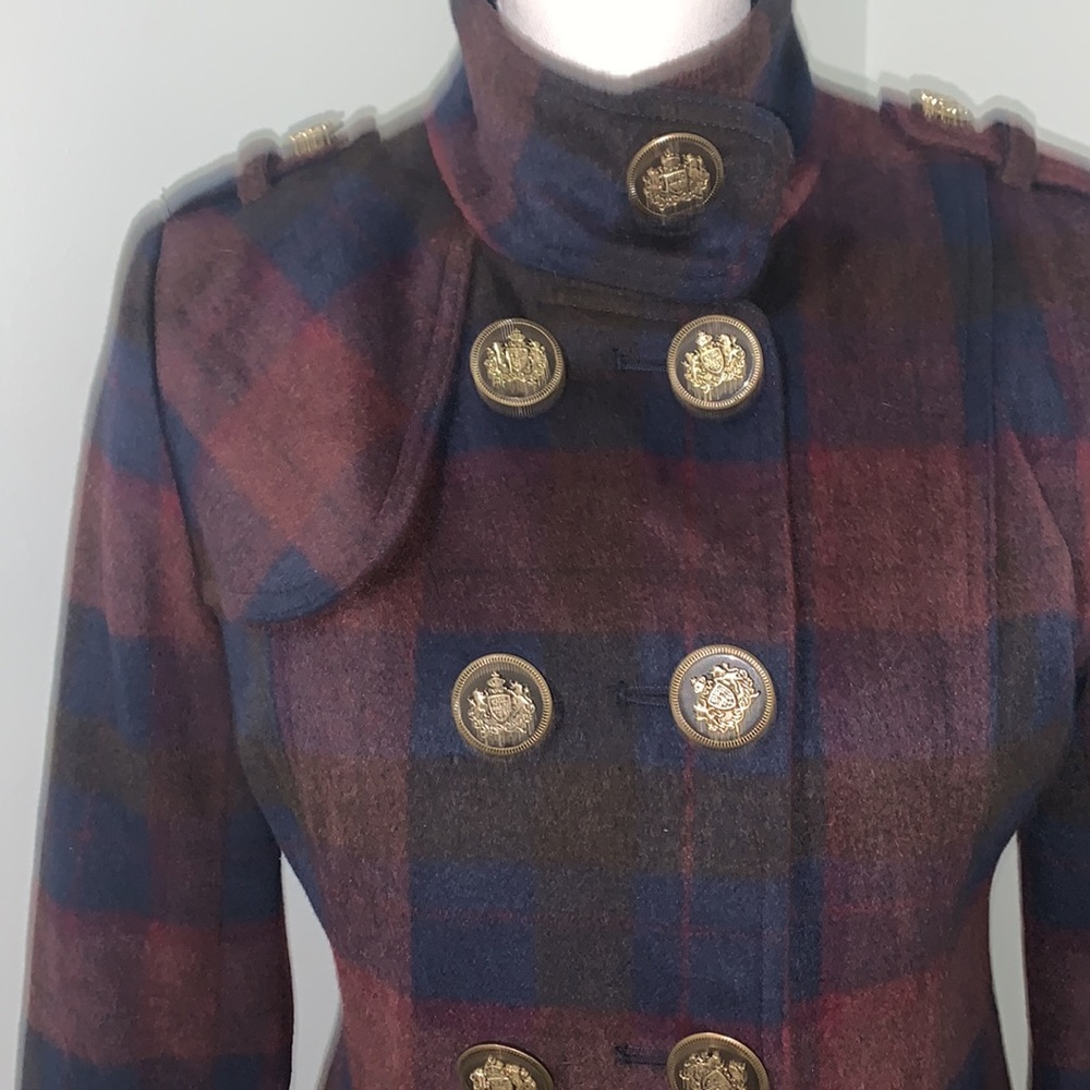 COOGI  vintage Women’s Plaid Wool Blend Coat Outerwear Long Jacket - Picture 3 of 11